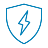 An icon of a shield with lightning bolt